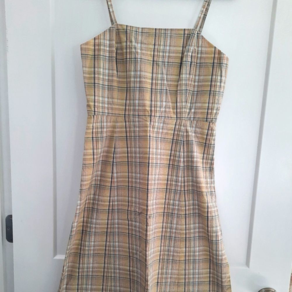 J Crew Spaghetti Strap Plaid Cotton Dress